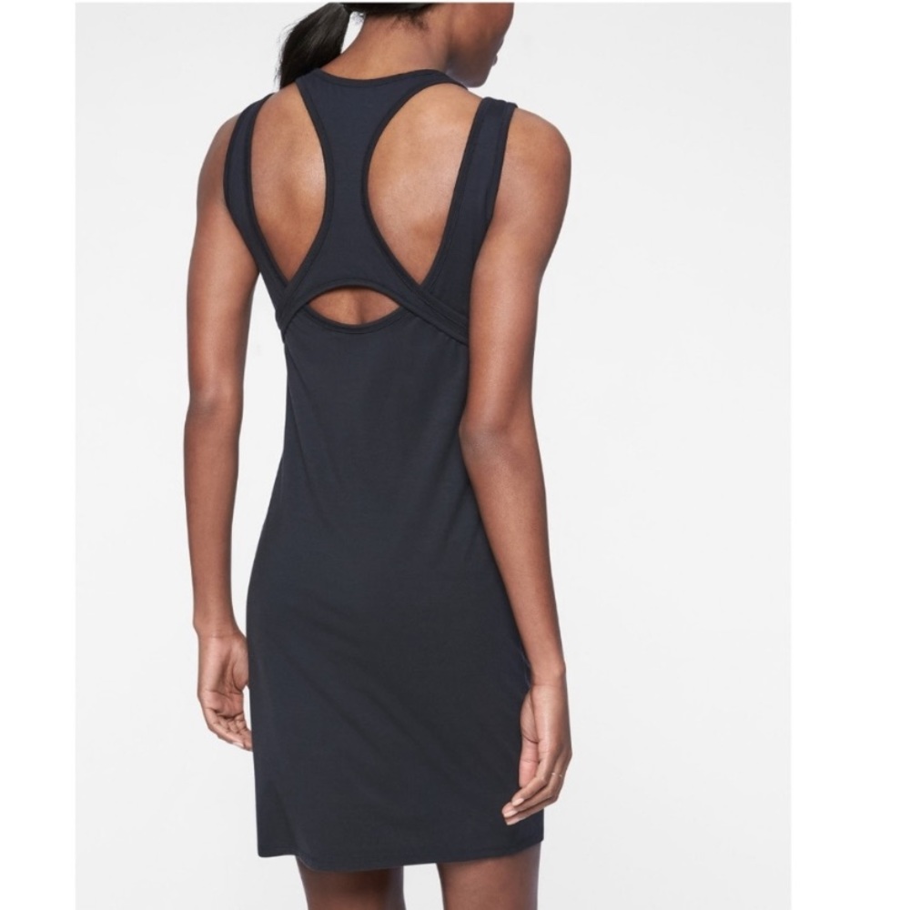 Athleta Black Rafina Dress Racer Back Built in Bra Sporty Tennis Size S v98